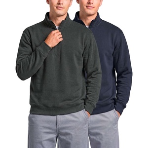 image:image2 Pack Mens Fleece Sweatshirt Sweater Half Zip Pullover Long Sleeve CasualSolid Navy Blazer  Charcoal Heather