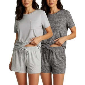 image:image2 Pack Womens Pajama Set Shorts Lounge PJ Short Sleeve Two Piece MatchingSet 13
