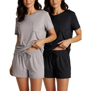 image:image2 Pack Womens Pajama Set Shorts Lounge PJ Short Sleeve Two Piece MatchingSet 14