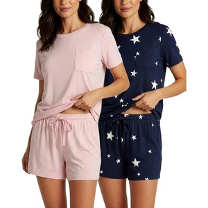 image:image2 Pack Womens Pajama Set Shorts Lounge PJ Short Sleeve Two Piece MatchingSet 15