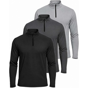 image:image3 Pack Mens Dry Fit Quarter Zip Long Sleeve Athletic Workout Golf ShirtsSet N