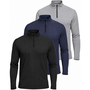 image:image3 Pack Mens Dry Fit Quarter Zip Long Sleeve Athletic Workout Golf ShirtsSet O
