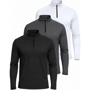 image:image3 Pack Mens Dry Fit Quarter Zip Long Sleeve Athletic Workout Golf ShirtsSet P