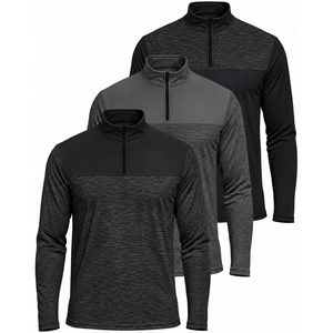 image:image3 Pack Mens Dry Fit Quarter Zip Long Sleeve Athletic Workout Golf ShirtsSet Q