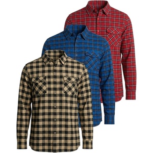 image:image3 Pack Mens Flannel Shirts Long Sleeve Button Up Plaid Down Casual WesternSet 4