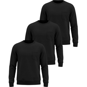 image:image3 Pack Mens Fleece Pocket Sweatshirt Pullover Long Sleeve Shirts SweaterSolid Black  Solid Black  Solid Black
