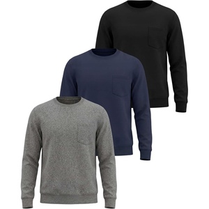 image:image3 Pack Mens Fleece Pocket Sweatshirt Pullover Long Sleeve Shirts SweaterSolid Black  Solid Navy Blazer  Charcoal Heather