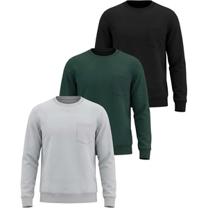 image:image3 Pack Mens Fleece Pocket Sweatshirt Pullover Long Sleeve Shirts SweaterSolid Black  Solid Pine Grove  Solid Northern Droplet