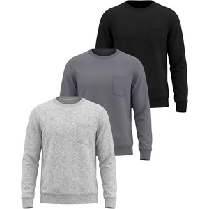 image:image3 Pack Mens Fleece Pocket Sweatshirt Pullover Long Sleeve Shirts SweaterSolid Black  Solid Quiet Shade  Grey Heather