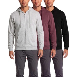 image:image3 Pack Mens Full Zip Up Hoodies Fleece Sweatshirts Jackets Workout ZipperSolid Black  Solid Burgundy  Grey Heather