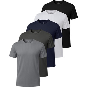 image:image5 Pack Mens Dry Fit Short Sleeve Crew T Shirts Gym Tees Athletic WorkoutSolid Black  Solid Bright White  Navy Blazer  Charcoal  Solid Ultimate Grey