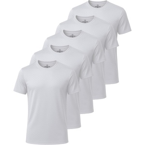 image:image5 Pack Mens Dry Fit Short Sleeve Crew T Shirts Gym Tees Athletic WorkoutSolid Bright White  Solid Bright White  Solid Bright White  Solid Bright White  Solid Bright White
