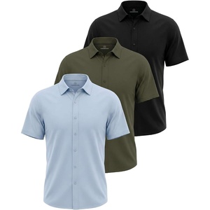 image:imageMens Cotton Short Sleeve Button Down Casual Work Shirt Button UpSolid Black  Solid Olive Night  Solid Ballad Blue