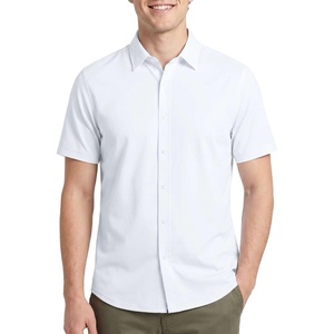 image:imageMens Cotton Short Sleeve Button Down Casual Work Shirt Button UpSolid Bright White