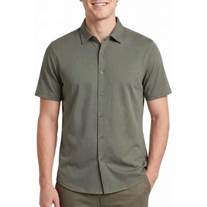 image:imageMens Cotton Short Sleeve Button Down Casual Work Shirt Button UpSolid Desert Sage