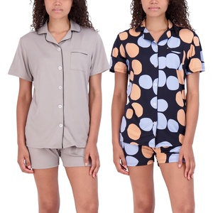 image:imageReal Essentials 2 Pack Womens Pajamas Set Button Down Shorts Soft Matching Sleepwear Available In Plus