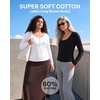 image:image3 Pack Womens Cotton Henley Shirts Long Sleeve Button Tops Casual Work TeesSolid Black  Charcoal Heather  Solid Bright White