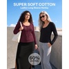 image:image3 Pack Womens Cotton Henley Shirts Long Sleeve Button Tops Casual Work TeesSolid Black  Solid Burgundy  Charcoal Heather