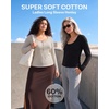 image:image3 Pack Womens Cotton Henley Shirts Long Sleeve Button Tops Casual Work TeesSolid Black  Solid Chocolate Torte  Solid Moonbeam