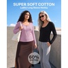 image:image3 Pack Womens Cotton Henley Shirts Long Sleeve Button Tops Casual Work TeesSolid Black  Solid Fragrant Lilac  Grey Heather