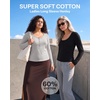 image:image3 Pack Womens Cotton Henley Shirts Long Sleeve Button Tops Casual Work TeesSolid Black  Solid Navy Blazer  Grey Heather
