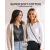 image:image3 Pack Womens Cotton Long Sleeve Tshirts Shirts Cute Tops Casual Work TeesSolid Black  Charcoal Heather  Solid Bright White