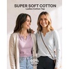 image:image3 Pack Womens Cotton Long Sleeve Tshirts Shirts Cute Tops Casual Work TeesSolid Black  Solid Fragrant Lilac  Grey Heather