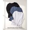 image:image3 Pack Womens Cotton Long Sleeve Tshirts Shirts Cute Tops Casual Work TeesSolid Black  Solid Navy Blazer  Grey Heather
