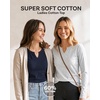 image:image3 Pack Womens Cotton Long Sleeve Tshirts Shirts Cute Tops Casual Work TeesSolid Black  Solid Navy Blazer  Grey Heather