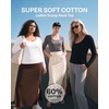 image:image3 Pack Womens Cotton Scoop Neck Long Sleeve Shirts Tops Casual Work TeesSolid Black  Charcoal Heather  Solid Bright White