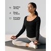 image:image3 Pack Womens Cotton Scoop Neck Long Sleeve Shirts Tops Casual Work TeesSolid Black  Solid Navy Blazer  Grey Heather