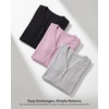 image:image3 Pack Womens Cotton V Neck Henley Shirts Long Sleeve Tops Casual Work TeesSolid Black  Charcoal Heather  Solid Bright White
