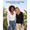 image:image3 Pack Womens Cotton V Neck Henley Shirts Long Sleeve Tops Casual Work TeesSolid Black  Charcoal Heather  Solid Bright White