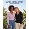 image:image3 Pack Womens Cotton V Neck Henley Shirts Long Sleeve Tops Casual Work TeesSolid Black  Solid Fragrant Lilac  Grey Heather