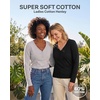 image:image3 Pack Womens Cotton V Neck Henley Shirts Long Sleeve Tops Casual Work TeesSolid Black  Solid Navy Blazer  Grey Heather