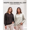 image:image3 Pack Womens Fleece V Neck Sweatshirt Pullover Sweaters Long Sleeve TopSolid Black  Solid Chocolate Torte  Solid Moonbeam