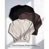 image:image3 Pack Womens Fleece V Neck Sweatshirt Pullover Sweaters Long Sleeve TopSolid Black  Solid Chocolate Torte  Solid Moonbeam