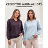 image:image3 Pack Womens Fleece V Neck Sweatshirt Pullover Sweaters Long Sleeve TopSolid Black  Solid Plum Perfect  Solid Ballad Blue