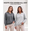 image:image3 Pack Womens Fleece V Neck Sweatshirt Pullover Sweaters Long Sleeve TopSolid Black  Solid Quiet Shade  Grey Heather