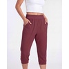 image:image3 Pack Womens Ribbed Capri Joggers Cropped Sweatpants Capris with PocketsSet 1