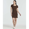 image:image3 Pack Womens Ribbed Tshirt Mini Dresses Scoop Neck Short Sleeve BodyconSolid Black  Solid Chickory Coffee  Solid Soft Pink