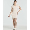 image:image3 Pack Womens Ribbed Tshirt Mini Dresses Scoop Neck Short Sleeve BodyconSolid Black  Solid Chickory Coffee  Solid Soft Pink