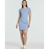 image:image3 Pack Womens Ribbed Tshirt Mini Dresses Scoop Neck Short Sleeve BodyconSolid Black  Solid Iced Coffee  Solid Lichen Blue