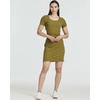 image:image3 Pack Womens Ribbed Tshirt Mini Dresses Scoop Neck Short Sleeve BodyconSolid Black  Solid Martini Olive  Solid Blue Glow