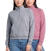image:image2 Pack Womens Fleece Half Zip Pullover Mock Neck Sweatshirt Sweater TopsGrey Heather  Solid Cashmere Rose