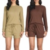 image:image2 Pack Womens Ribbed Pajama Sets 2 Piece Lounge Matching Sleepwear CuteSet 1
