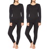 image:imageReal Essentials 4 Piece Womens Thermal Underwear Set  Thermal Underwear for Women Fleece Lined Top amp Bottom Long JohnsSet E