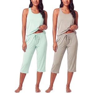 image:image2 Pack Womens Pajama Sets 2 Piece Tank Top Capri Pants PJs Sleepwear CuteSet 6