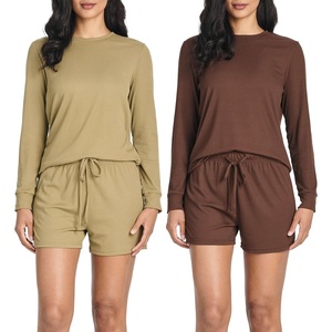 image:image2 Pack Womens Ribbed Pajama Sets 2 Piece Lounge Matching Sleepwear CuteSet 1