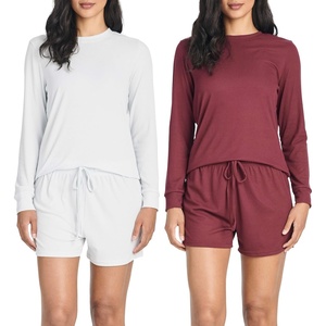image:image2 Pack Womens Ribbed Pajama Sets 2 Piece Lounge Matching Sleepwear CuteSet 4